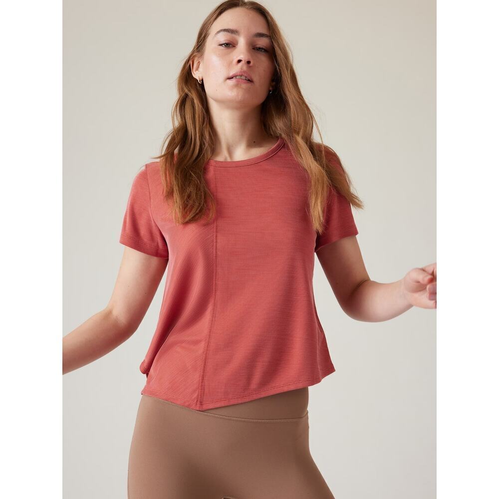 Athleta Women's Red Round Neck Relaxed Fit Short Sleeves T-shirt Size 1X